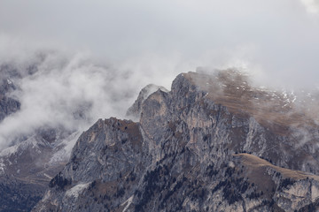 The craggy mountains of the Dolomites in northern Italy.