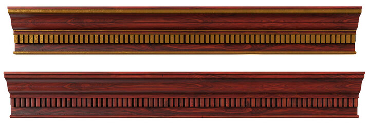 Fototapeta na wymiar Classic wood panel 900mm wood with veneer and gold elements