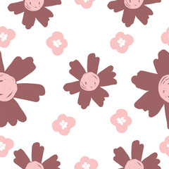 Repeat Vintage Flower Pattern with white background. Seamless floral pattern. Pink and Purple. Stylish repeating texture. Repeating texture. 