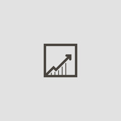 black and white simple vector geometric line art iconic sign of growing up arrow graphic in square frame