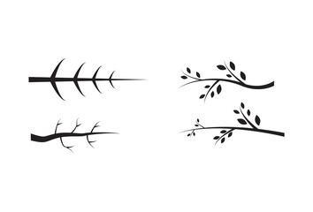 Tree branches vector flat illustrator set with Leaf and without leaf variation © Glowing Graphics