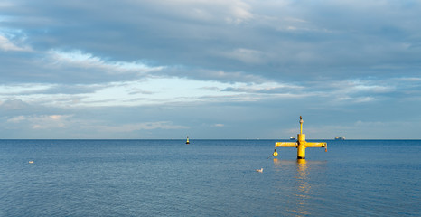 Lonely winch of fishing boats in the sea