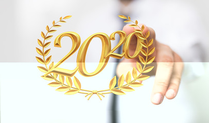 business year 2020 up goals and  success illustration