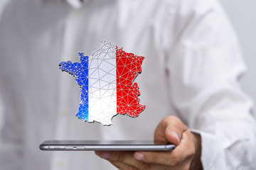 3d Digital France map country modern.