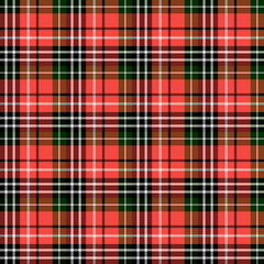 Seamless pattern in interesting black, white, red and dark green colors for plaid, fabric, textile, clothes, tablecloth and other things. Vector image.