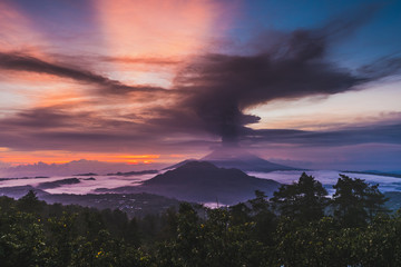 Series of photos from the eruption volcano Agung in Bali with beautiful views of the nature. Big...
