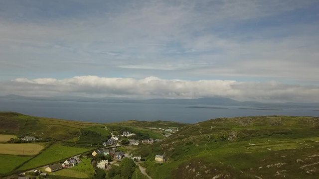 Aerial of Irish island village