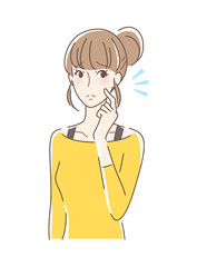 頬をつんつんしてがっかりする女性