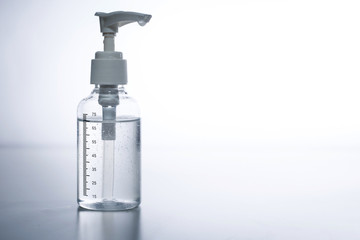 Coronavirus prevention , Bottle of hand sanitizer alcohol gel - White background 1