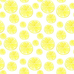 Seamless pattern with sliced lemon