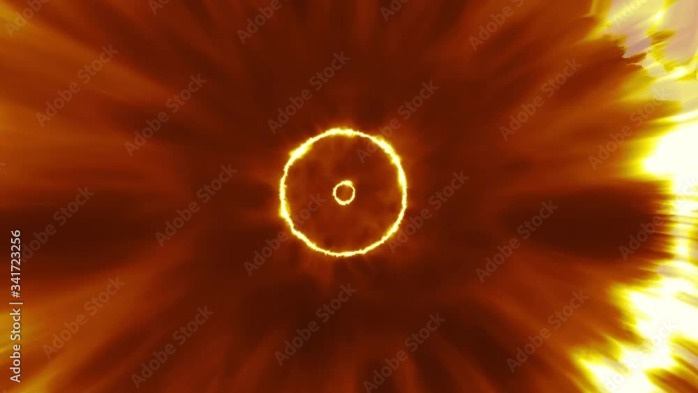 Aufkleber fire energy circles background loop/ 4k animation of an abstract background with fire energy circles