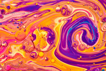 Colourful acrylic bubbles.Fluid art marble texture. Backdrop  abstract iridescent paint effect....