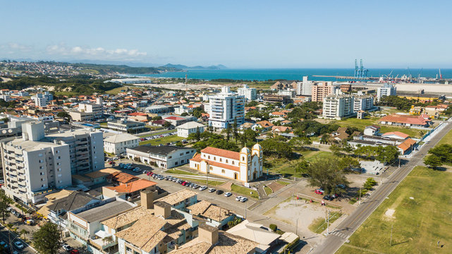 Aerial view of Imbituba city, Santa Catarina, Brazil