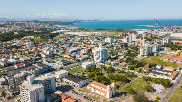 Aerial view of Imbituba city, Santa Catarina, Brazil