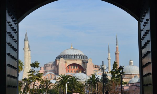 beautiful view from the old door to The Blue Mosque, Sultan Ahmed.