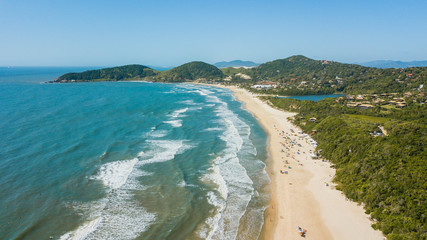 Aerial view of Rosa beach, in Imbituba - SC. Beautiful natural beach, in Santa Catarina, Brazil