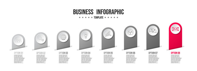 Gray infographic template. Diagram with business icons. Vector