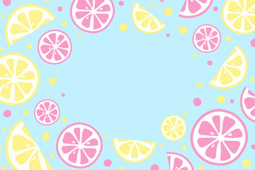 Fruit frame. Summer background concept. Vector