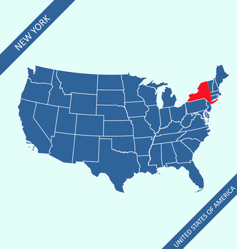 New York state on USA map