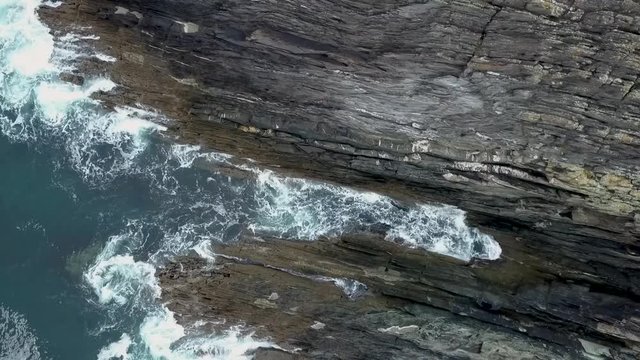 Aerial of Irish coastline swell