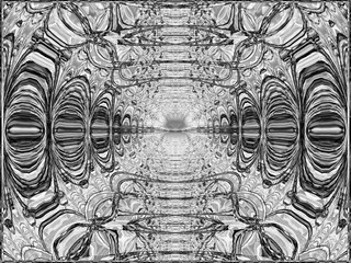 Naklejka premium Geometric abstraction in black and white bizarre patterns