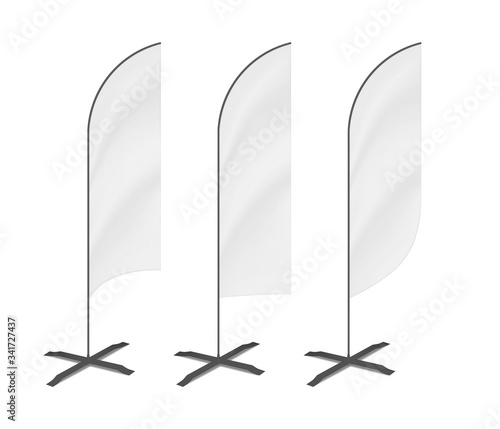 Download White Blank Feather Flag Vector Mockup Set Vertical Banner Stand Mock Up Template For Design Wall Mural Ann Ounce