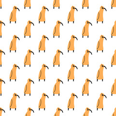 cute seamless colorful pattern with yellow funny birds. vector illustration in Doodle style on a white background. for Wallpaper, packaging, children s clothing, and postcards.