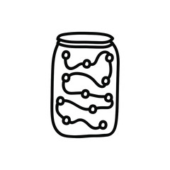 
cozy cute jar with a luminous garland inside simple vector icon. sketch illustration isolated on white background