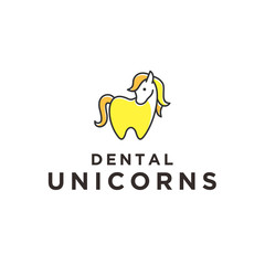 dental unicorn logo vector icon 