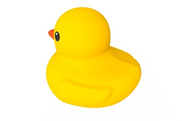 Yellow rubber duck isolated on white background, 3d rendering
