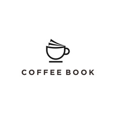 coffee book logo design vector silhouette illustration
