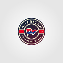 american flag premium badges logo illustration vector design