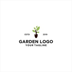 Shovel leaf, garden, botany, nature, seed, plant line logo design Premium Vector