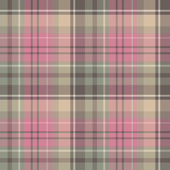 Seamless pattern in interesting pink, beige and light and dark gray colors for plaid, fabric, textile, clothes, tablecloth and other things. Vector image.