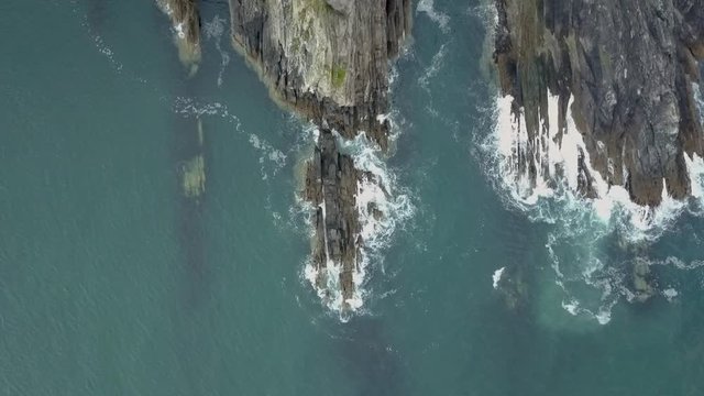 Aerial over Irish coastline Baltimore Beacon