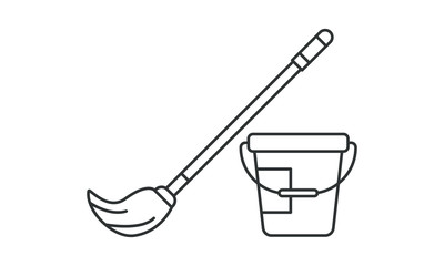 Mop, tool, handle, wash, cleaner, tidy, room, home, clean, house, soap, household, element, dirty free vector icon