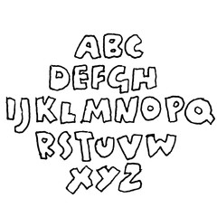 Handdrawn pen contours bold font. Modern grunge lettering. Vector illustration.