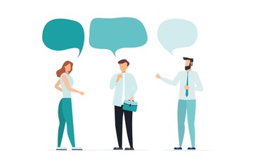 Vector illustration, flat style, people talk. People with thoughts on a white background, vector