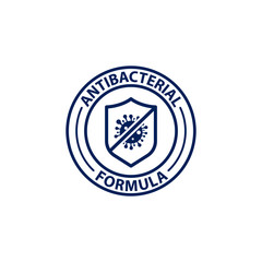 Antibacterial formula stamp. Pharmaceutical and medical product labels. Vector illustration