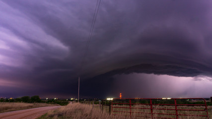 Lightning illuminating a shelf cloud in central Oklahoma summer 2020