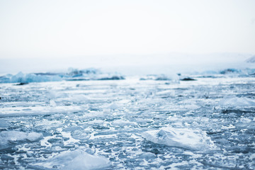 Naklejka na ściany i meble Glaciar en Islandia. Hielo, azul y blanco.