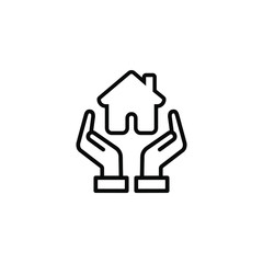 House in hand icon. Home care symbol concept isolated on white background. Vector illustration