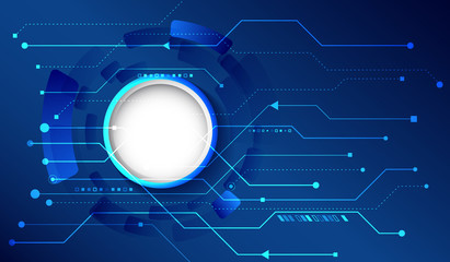 Obraz premium Futuristic sci fi technology background. Hi tech circuit design innovation concept. Abstract communication vector illustration.