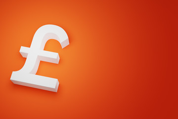 GBP Great Britain Pound Sterling Currency Sign for Business Financial background, 3D Rendering with copy space.