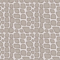 Stones handdrawn seamless gray pattern. Vector illustration.