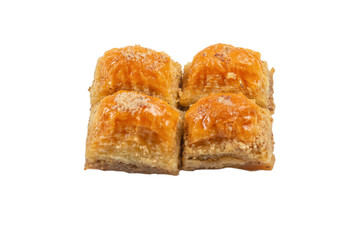 Delicious sweet baklava isolated on white background.