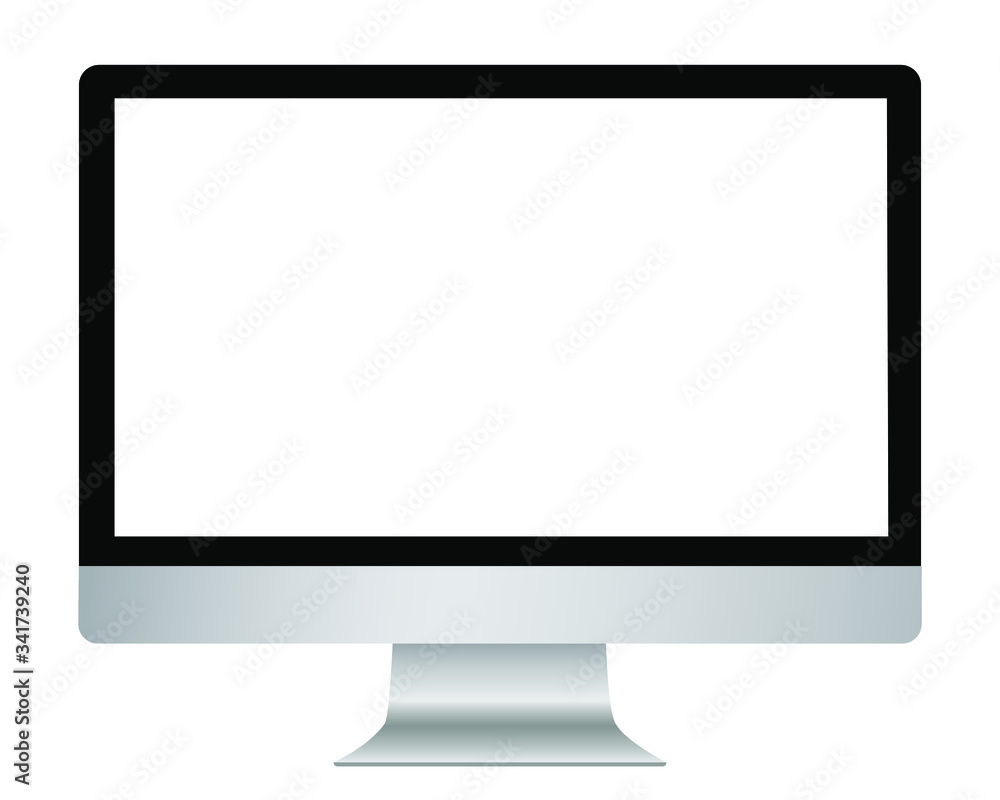Poster transparent computer screen with isolated monitor.