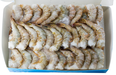 shrimps frozen in the box