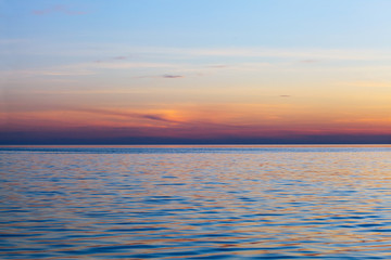 Fototapeta na wymiar scenic ocean tropical landscape, golden sunset or sunrise at sea