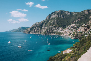 Fototapeta na wymiar Positano Amalfi coast Sorrento costa panorama summer